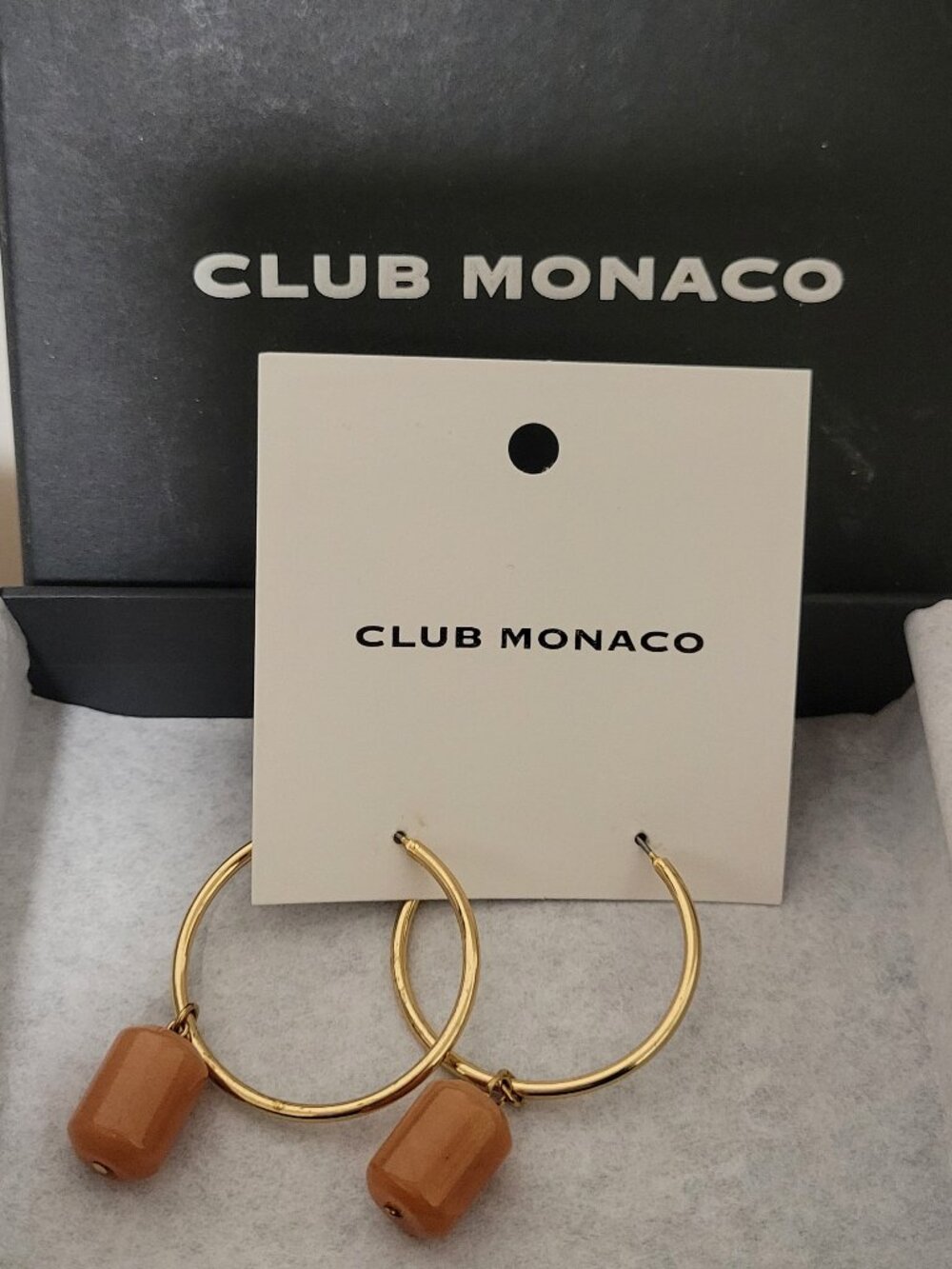 Club Monaco Gold Bead Hoop Earrings - NWT